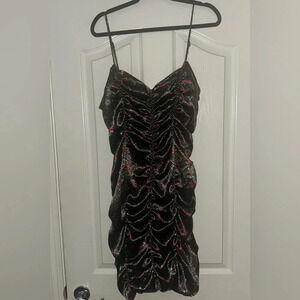 NWOT- Urban Outfitters Floral Red‎ Green Rouched Dress. Size XL.
